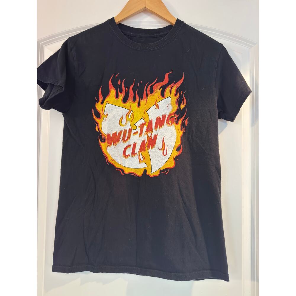 Vintage-Style Wu-Tang Clan Flaming Logo Black T-Shirt - Medium
